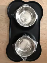 Cuenco doble antideslizante para perros y gatos, tapete de silicona, duradero, de acero inoxidable, Alimentador de agua, Alimentación de Mascotas, para beber
