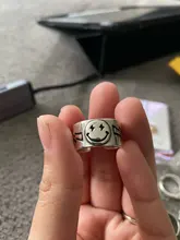 Anillo de plata de primera ley con forma de cara sonriente para mujer, sortija, plata esterlina, estilo tibetano, Vintage, gótico, dorado, gran oferta