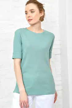 

Trend Alacati Style Women Green Camisole Bike Collar Double Sleeve Blouse ALC-019-003-EG