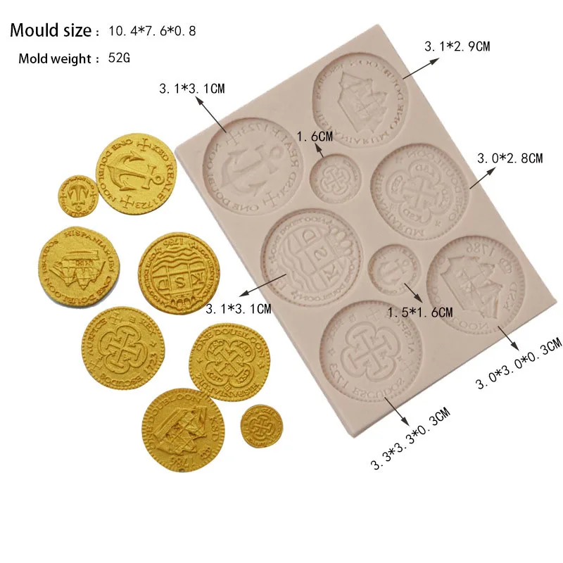 

3D Pirate Golds Silicone Molds Kitchen Baking Tools DIY Cake Pastry Fondant Moulds Dessert Chocolate Lace Decoration Supplies