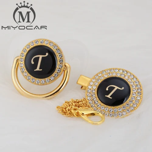 LT-1 6-18M MIYOCAR имя инициалы буквы T элегантный Серебряный bling соска и пустышка Клип BPA бесплатно пустышка bling уникальный дизайн SGS пройти LT - Цвет: LT-1 6-18M