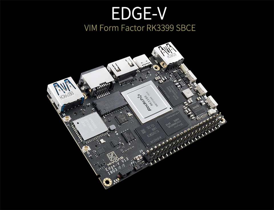 Smartfly Khadas Edge-V Rockchip RK3399 ARM SBC/одноплатный компьютер 4 Гб LPDDR4 128 ГБ EMMC поддержка Linux Ubuntu Debian Android