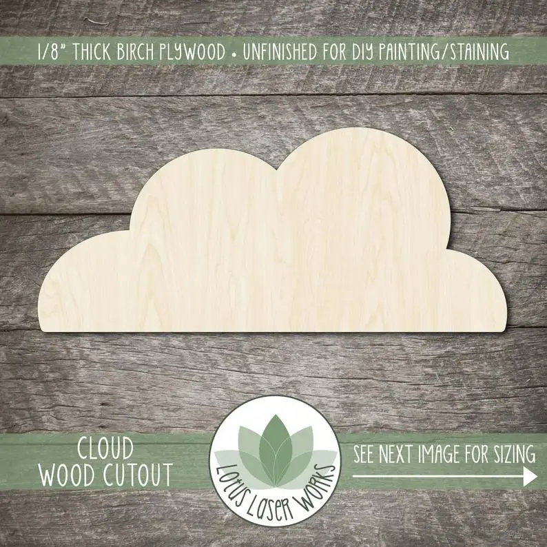 

Wood Cloud Cutout, Blank Wood Craft Shapes, Wooden Cloud Embellishment, Wooden Cloud Shape, Flat Bottom Cloud, Cloud Party Decor