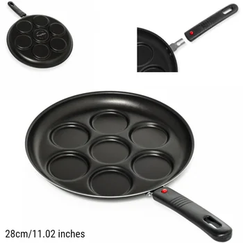 

Non stick coated 7 compartment multi purpose practical pan and cake mold with plug out handle pancake muffin hamburger meat