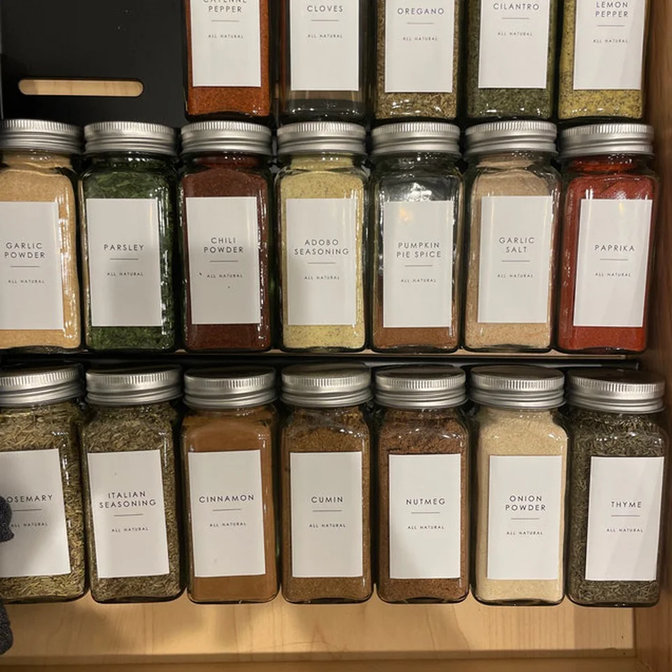 Spice Labels (Minimalist) Water Resistant Spice Jar Label Customization  Sticker for Pantry Organizing Modern Spice Jar