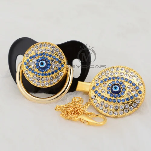 MIYOCAR Bling evil eye пустышка и зажим набор пустышка держатель цепи bling blue lovely eye пустышка уникальный дизайн AEYE-1 - Цвет: AEYE-4-1   0-6M