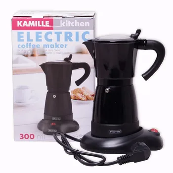 

Geyser electric coffee maker 300 ml (6 servings) made of aluminum (black) Kamille, kml-2600