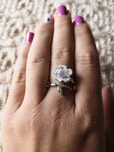 Anillo ajustable de flor de ciruela esmaltada de circón Plata de Ley 925 auténtica, joyería fina elegante para mujer, bisutería de fiesta romántica