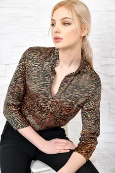 

Trend Alacati Style Women Cinnamon Patterned Satin Shirt ALC-X3427