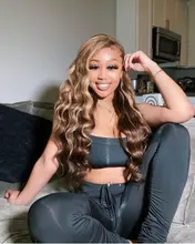 Ali Coco-mechones de pelo brasileño con degradado, extensiones de cabello humano Remy de color resaltado con cierre, P4/30