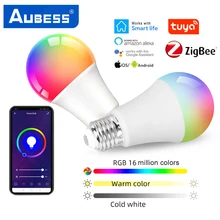 

15W Zigbee Smart Led Light Bulb E27 9W 12W Color Changing Dimmable Lamp Voice Control RGB+CW+WW tuya Smart Life App Via Alexa