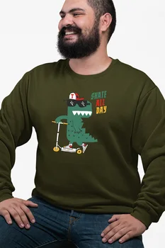 

Angemiel Wear Every day Skateboard Dinosaur Green Men 'S Sweatshirt