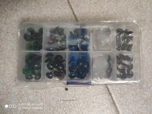 Ojos de seguridad de animales para juguetes, caja de accesorios de plástico de colores variados de 8mm, 10mm, 12mm, 100 Uds.