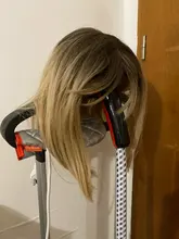 Element-peluca femenina de fibra resistente al calor, cabellera corto sintético recto con flequillo lateral ombré Rubio Dorado Bob, color blanco/negro