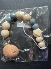 TYRY.HU-Cuentas de silicona personalizadas, mordedor de madera, correa de chupete, Clip para chupete, 5 colores