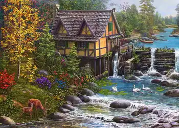 

Drawing on wood by numbers (24 colors) 40x50 cm "mill by the River" Red Cat awd051