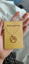 Jisensp-Collar con colgante de ondas bohemias para mujer, joyería de acero inoxidable, amuletos de surfista para playa, bisutería femenina