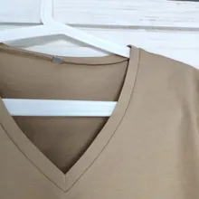 Summer T-Shirt Tees Short-Sleeve Basic Female V-Neck Women Ladies Hirsionsan 100%Cotton