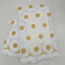 Нигерийская сухая хлопковая кружевная ткань с вышивкой в швейцарской Африканской швейцарской маркизет кружевные ткани 5 ярдов для платья