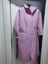 Winter Coat Parkas Long-Jacket Thin Toppies Autumn Womens Plaid Argyle Belt Double-Breasted-Belt