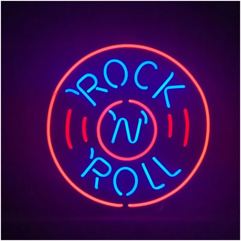 NEON SIGN For Rock N Roll Record Bulb Sign Lamp Decor Home Wall Music Room Handcraft Beer Bar light up signs for sale | Освещение