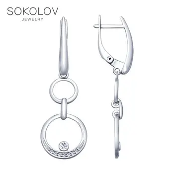 

SOKOLOV Silver drop earrings with stones with cubic zirconia fashion jewelry silver 925 women's male, long earrings