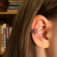 MENGJIQIAO-Clips de Metal con forma de mariposa para mujeres y niñas, joyería de oreja de cartílago falsa, sin Piercing