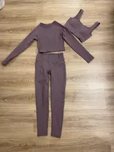 Ropa de gimnasio sin costuras para mujer, conjunto de Yoga, ropa de entrenamiento, ropa atlética femenina, sujetador de Fitness, Top corto de manga larga, traje deportivo