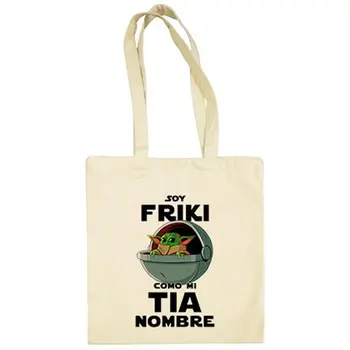 

Cloth bag I'm geeky as my tia illustration baby yoda customizable with name