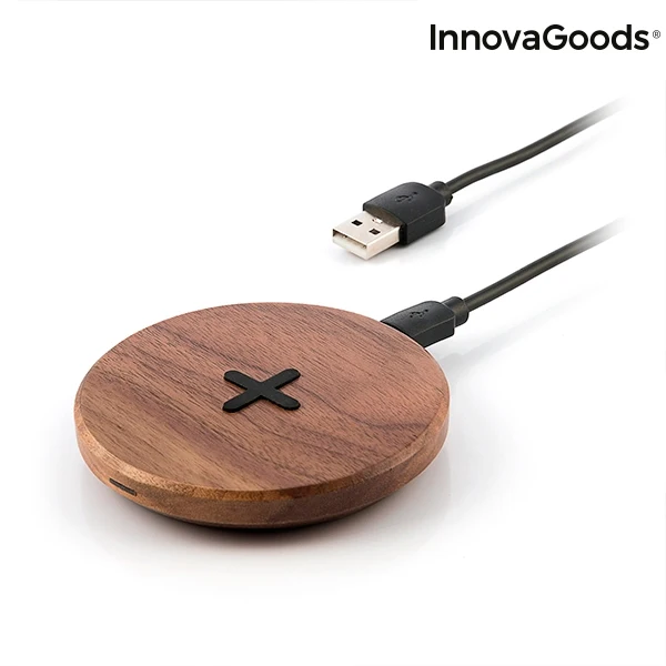 InnovaGoods беспроводное деревянное быстрое зарядное устройство орех