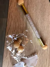 Cepillo de doble cabeza para uñas, mango de purpurina para espejo, esponja lavable para arte de uñas, pintura de puntos en polvo, equipo de manicura GL945, 1 Uds.