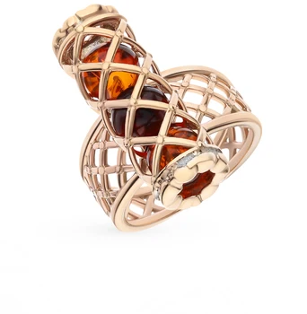 

Silver ring with amber sunlight sample 925