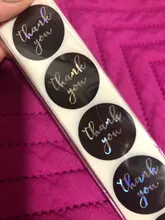 Pegatinas de agradecimiento láser para paquete de regalo, etiquetas de sellado rosa y negro, adhesivo redondo de papelería, 500 Uds.