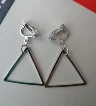 Aretes geométricos de Metal sin agujero, Clips para las orejas redondos/triangulares/cuadrados/hexagonales/pentagrama, pendientes sin Piercing CE209
