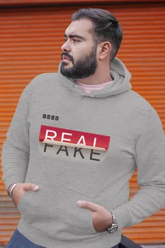 

Angemiel Wear Love Real Fake Sticker Gray Men 'S Hooded Sweatshirt