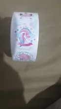 Pegatina con figura de unicornio de dibujos animados para niños, etiqueta de regalo de recompensa para niños, pegatina de 500 cm, 2,5 Uds. Por rollo