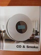 ANPWOO 2 en 1 pantalla LCD de monóxido de carbono y de humo Detector de Combo de la batería operado de alarma de CO con LED luz intermitente de sonido de advertencia