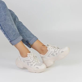 

Sneakers for women d2024m beige, Color Me, genuine leather/Textiles