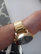 XFCS-reloj grande de acero dorado para hombre, de cuarzo, informal, con doble horario, Militar