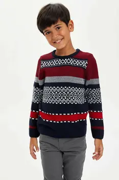 

DeFacto Boy Fashion Striped Pullovers Casual Loose Crewneck Pullovers Boy Sweat Pullovers Autumn New - L0532A619WN