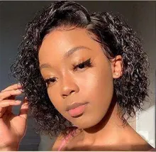 Pelucas de cabello humano con cierre Frontal para mujer, postizo de encaje de 5x5 con ondas profundas brasileñas de 30 pulgadas, color Natural con agua rizada