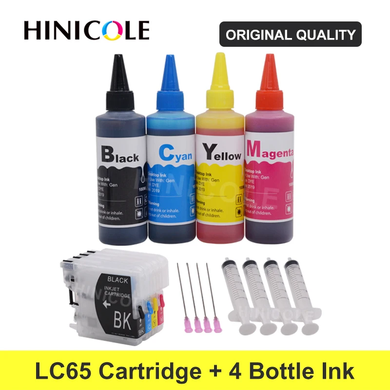 

Картридж для красителей hin1x LC65 XL для принтера Brother LC 11 16 38 61 67 980 990 Φ 145C 165C + набор чернил для бутылки 1100 мл