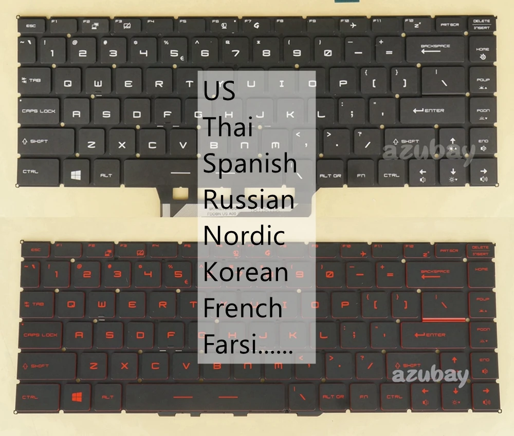 Thai Espanhol Nórdico Francês Farsi Russo Teclado para Msi Gf65 Ps63 Bravo 15 A4dcr 15 A4ddr Ms16wk Ms-16w1 Ms-16r1 Ms-16r3 us