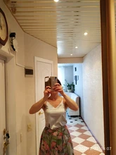 Top Women Tank-Tops Spaghetti-Strap White Cami Satin Silk Summer Camisole Basic V-Neck