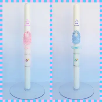 

Candle for christening personalized, Cirio customized 40cm x 3cm wax White christening baptism souvenir, boy, girl, blue, pink
