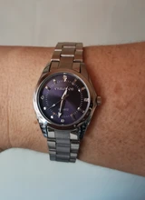 CHRONOS-Reloj de acero inoxidable con diamantes de imitación para mujer, pulsera de plata, cuarzo, resistente al agua, analógico, de negocios, esfera rosa y azul