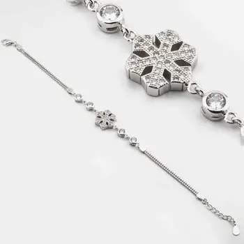 

925 Sterling Silver Zircon Cubic Zirconia Snowflake Lady Bracelet