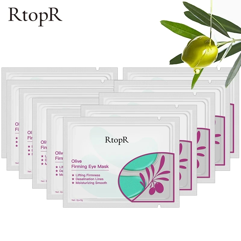 10pcs=5pack Olive Collagen Eye Mask Face Skin Care Firming Ageless Anti Aging Eye Bag Dark Circles Puffiness Care