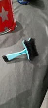 Cepillo para mascotas cepillado de pelo de plástico automático herramienta de eliminación de perro gato peine de pelo suelto para caras de mascotas boquilla de piel aseo azul, rosa, naranja