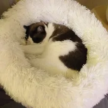 Camas redondas para gatos, casa de felpa suave y larga, La mejor cama de perro para canasta para perros, productos para mascotas, cojín, cama para gato, esterilla para animales, sofá para dormir